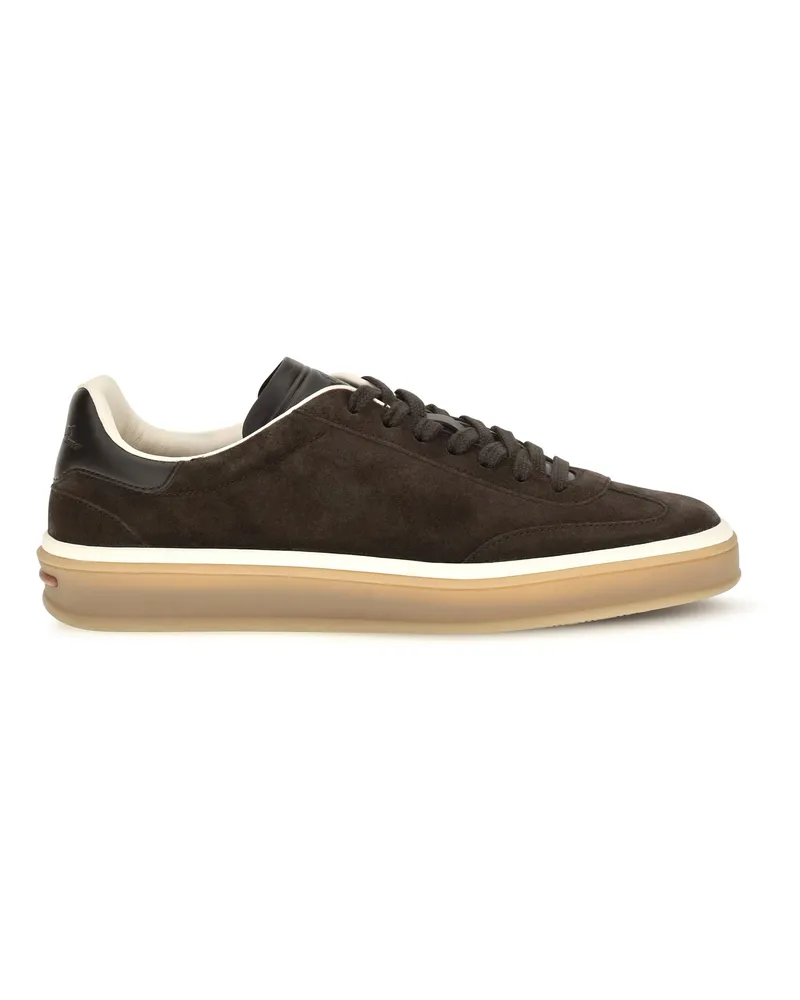 Loro Piana Women's Sneakers Tennis Walk Suede Black Trainers Black
