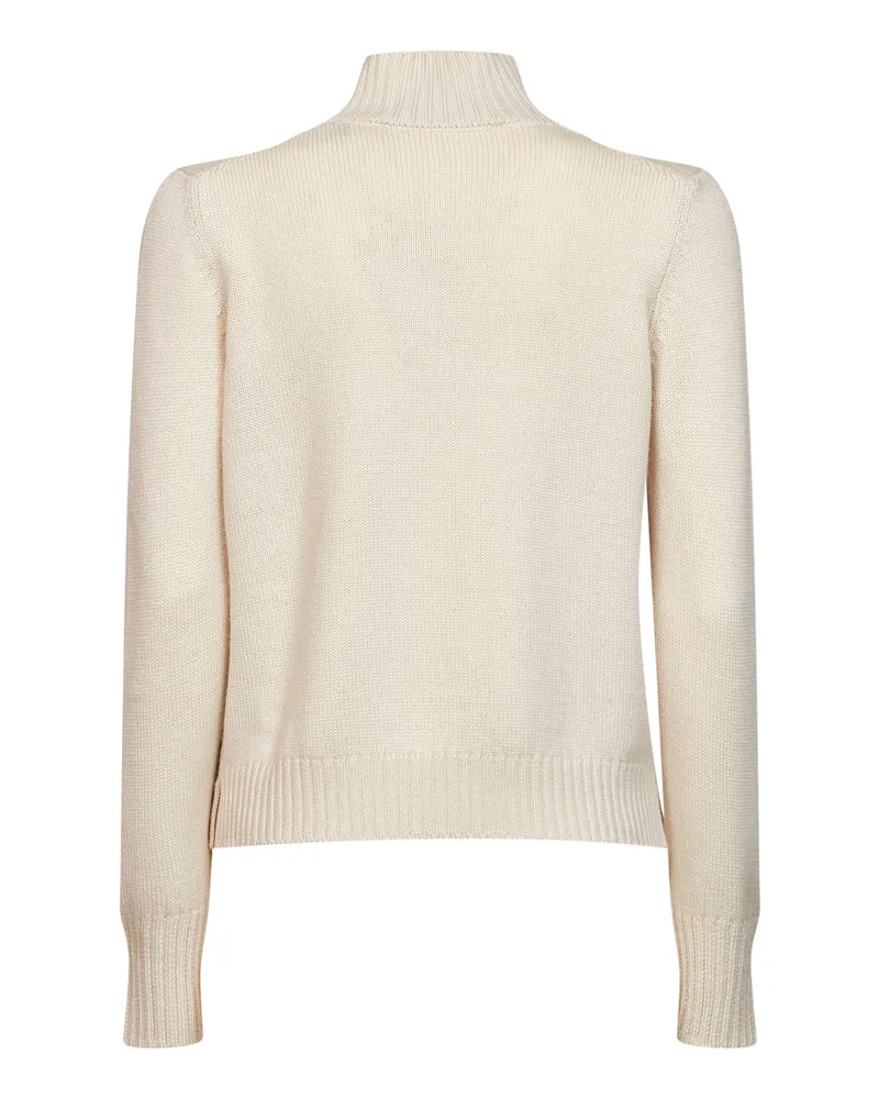 Blanca Women's Knit Mock-Neck Sweater Beige Virgin Wool Beige