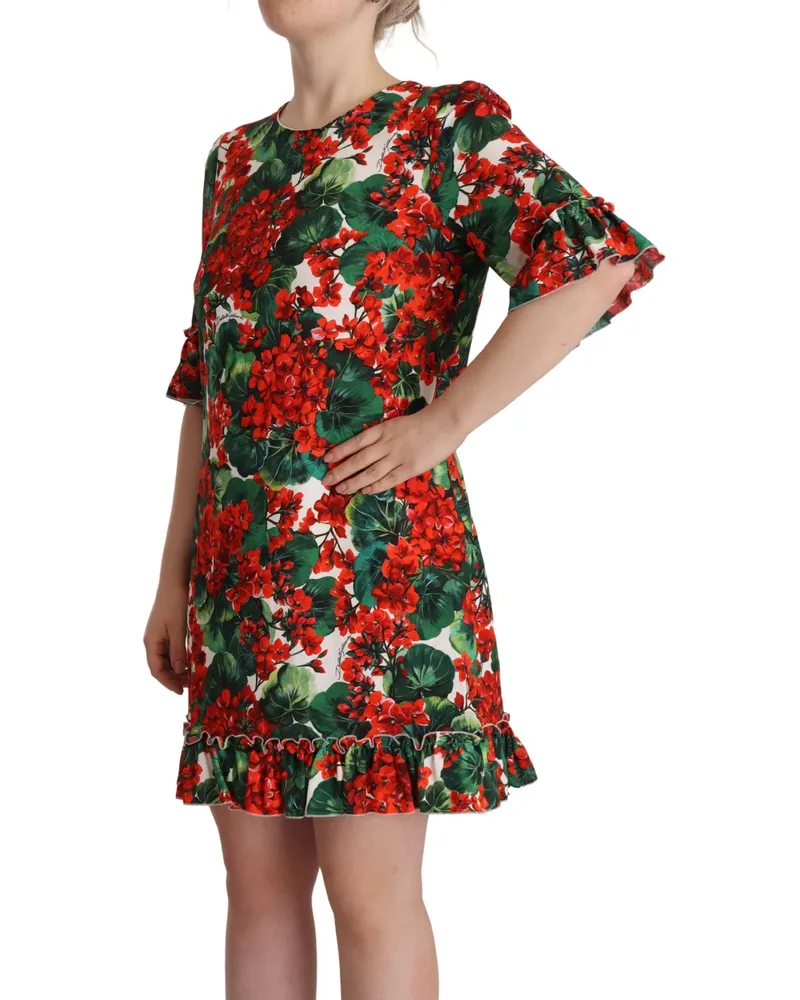 Dolce & Gabbana Women's Red Floral Rayon Dress White Elastane White
