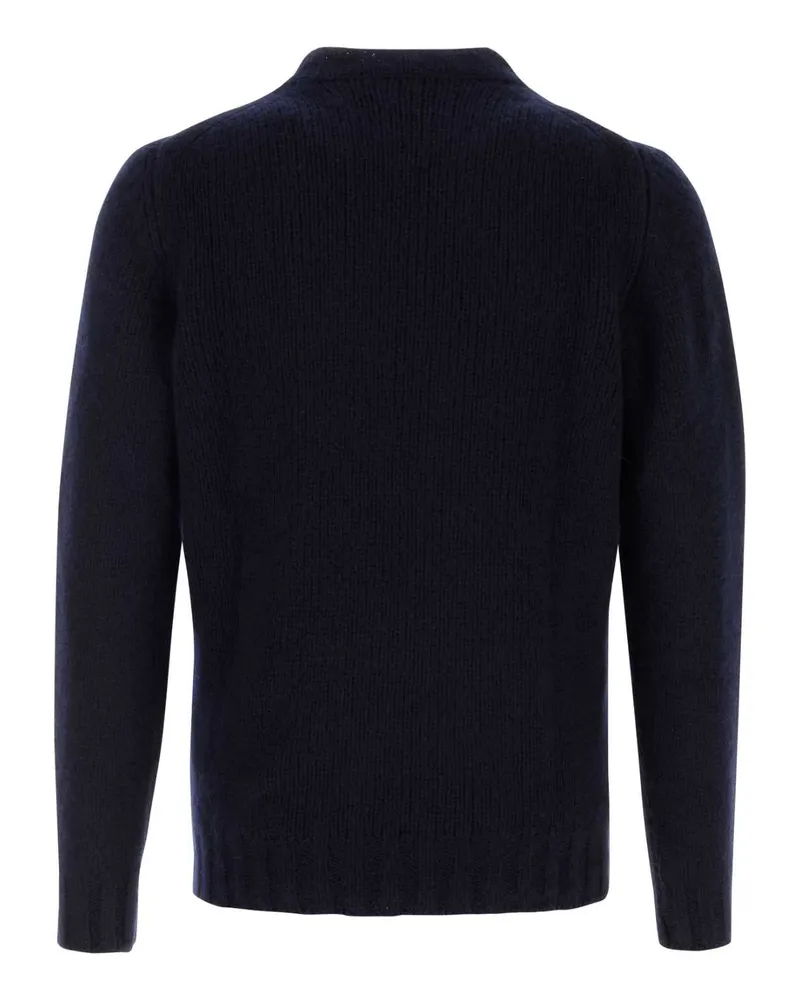 Fedeli Men's Navy Blue Cashmere Blend Sweater Exterior: Silk Maglieria Navy