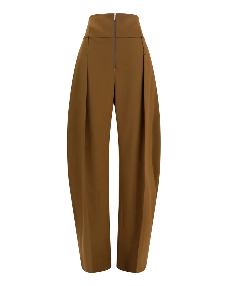 Ferragamo Women's Pants Wide Balloon-Fit Zip Merino Wool Green (ovis Aries) Knitwear Sweater Green