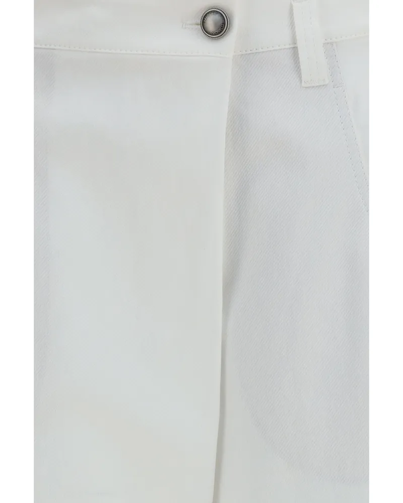 Brunello Cucinelli Straight-Leg Cotton Trousers — White White
