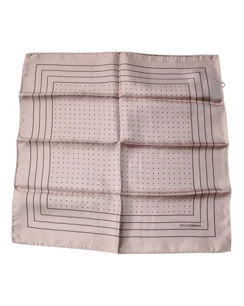 Dolce & Gabbana Men's Pink Polka Dots Square Handkerchief Scarf Silk Pink