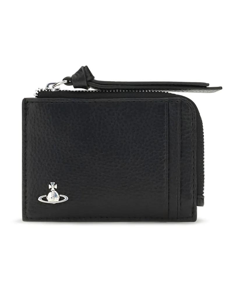 Vivienne Westwood Women's Zip Card Holder Black Leather Calf Wallets & Purses Black