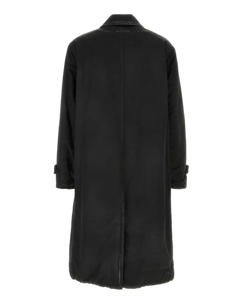 Maison Margiela Men's Black Cotton Blend Overcoat Washed Cappotti Black