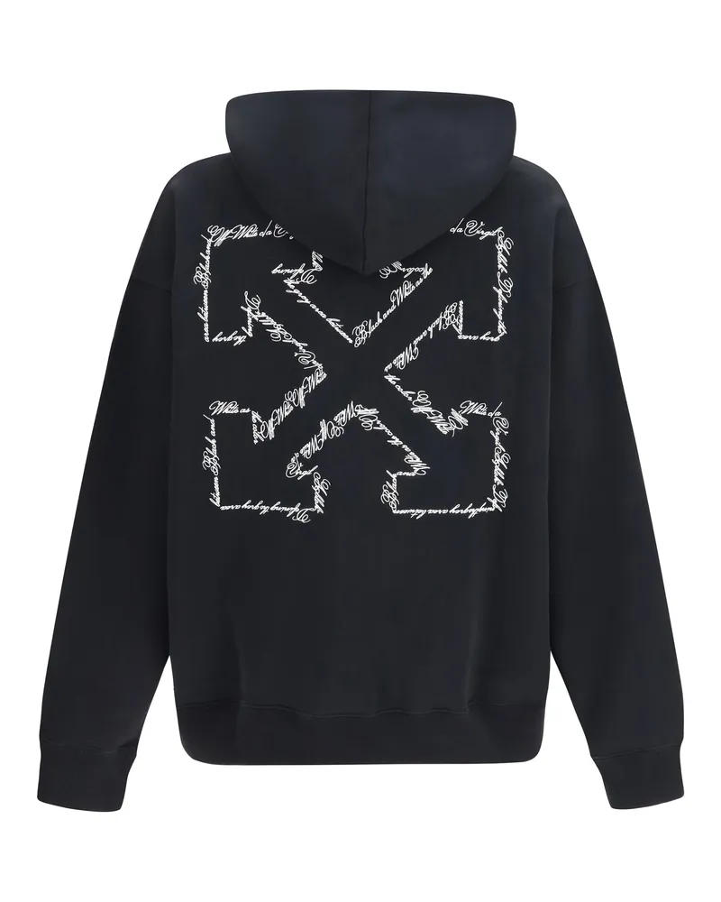 OFF-WHITE Men Script Arrow Diagonal Skate Hoodie Black Cotton Sweatshirts Sweater Black