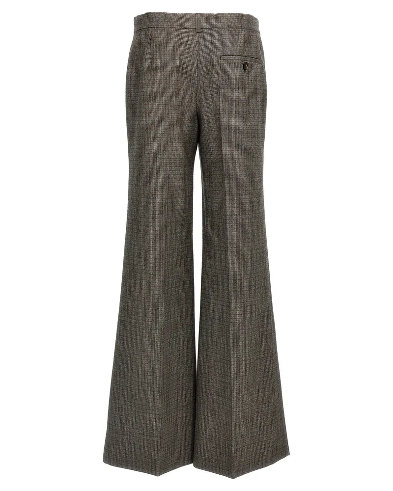 Stella McCartney Micro Houndstooth Wool Trousers — brown Grey