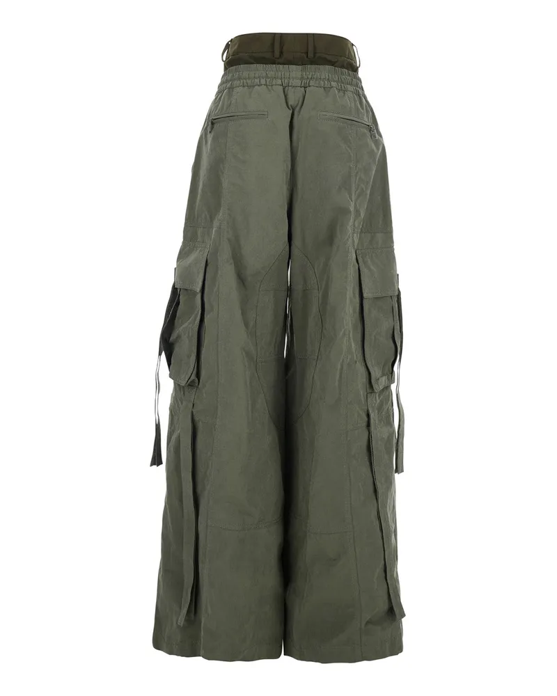 Dolce & Gabbana Women's Green Cargo Pants With Elasticated Waist Cotton Trousers Green