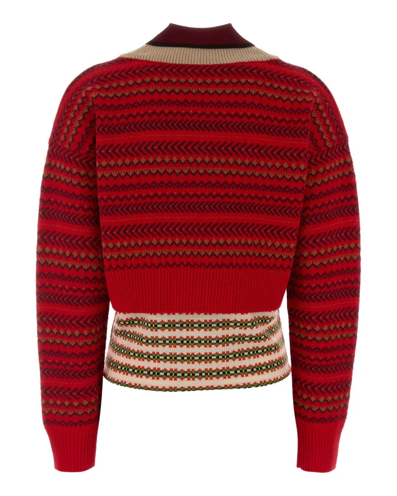 Dries van Noten Jacquard Wool Viscose Sweater — Red Red