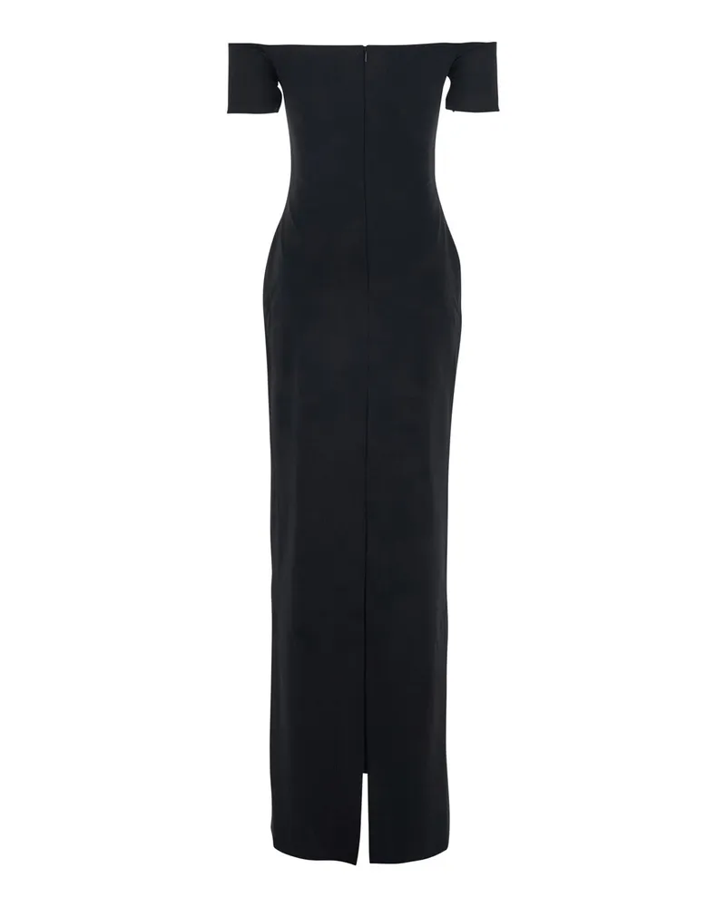 Solace London Off-Shoulder Technical Fabric Dress — Black Black
