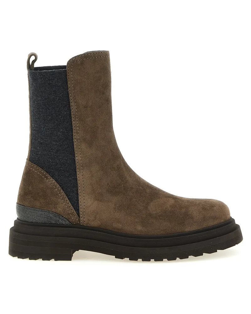 Brunello Cucinelli Women's Brown Calfskin Ankle Boots Brown