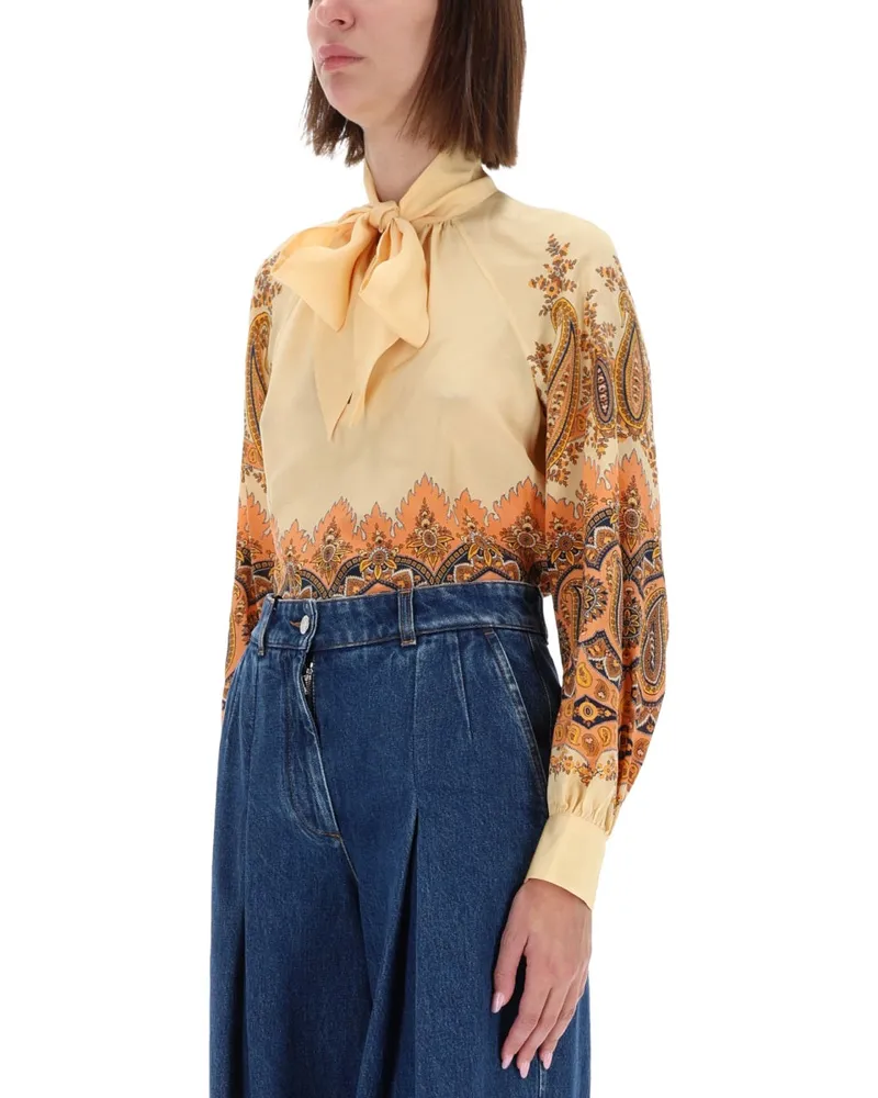 Etro Blue Printed Silk Blouse — Blue Blue