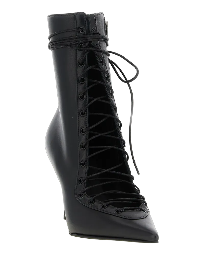 Le Silla Women's Black Lamb Leather Ankle Boots Black