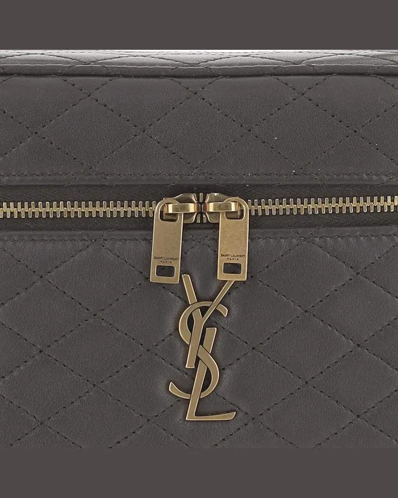 Saint Laurent Quilted Leather Top Handle Bag — Gray Gray