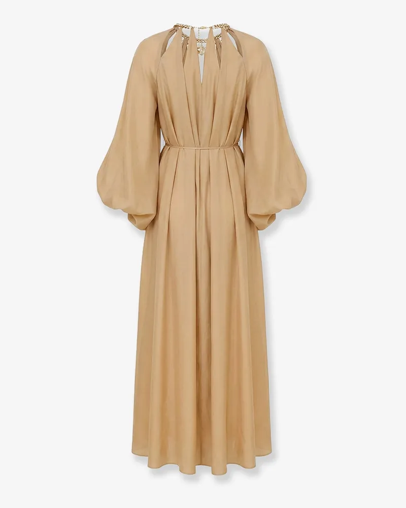 Zimmermann Women's Long Silk Dress Mahon Beige Beige