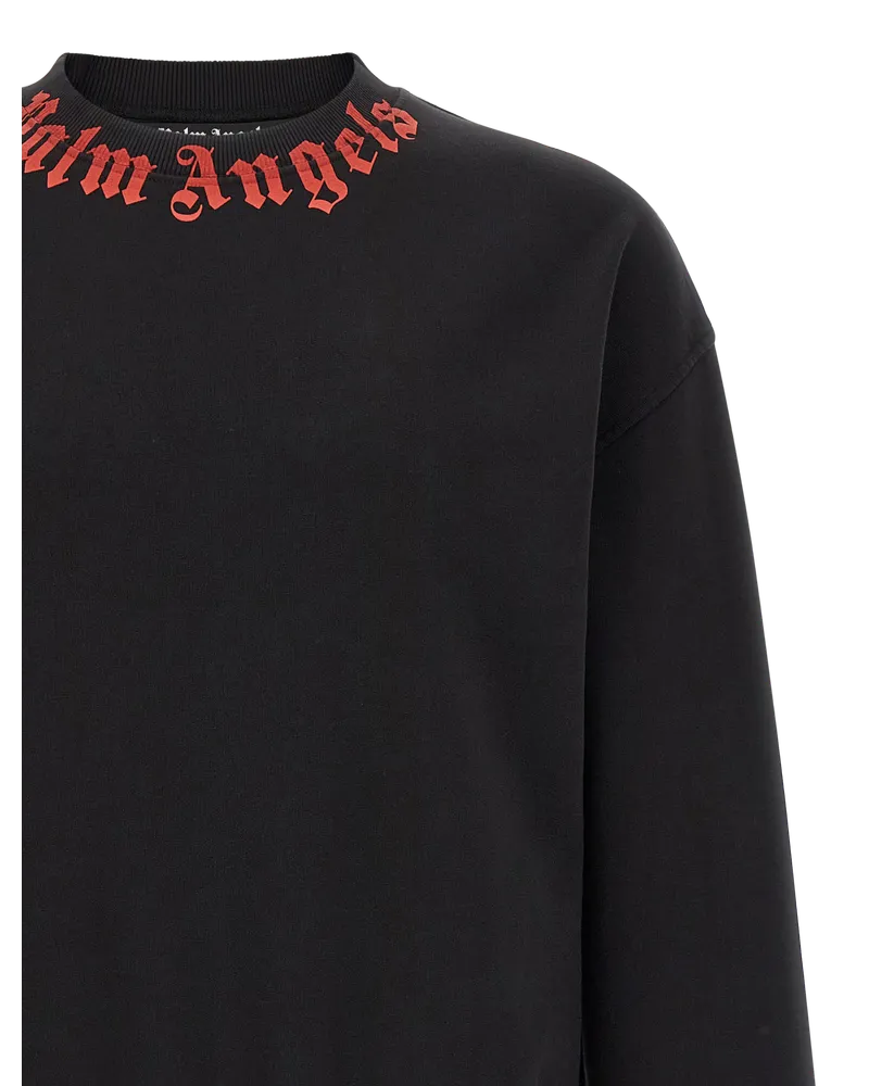 Palm Angels Logo-Embroidered Crew Neck Sweatshirt — Black Black