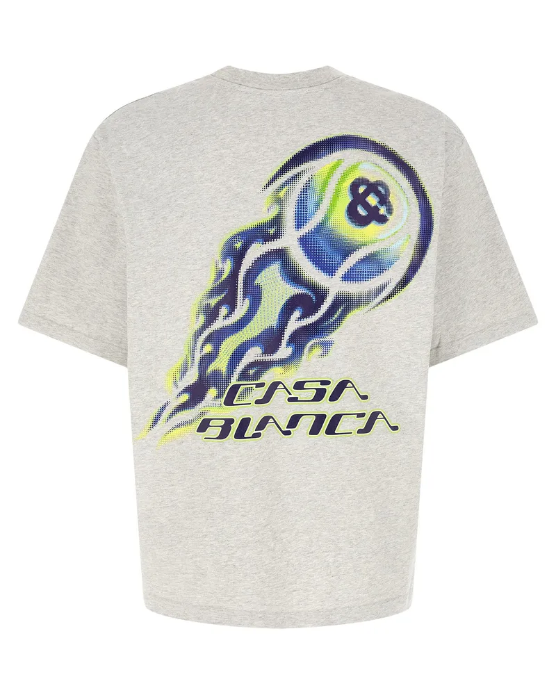 Casablanca Paris Flaming Tennis Ball Graphic T-shirt — grey Grey