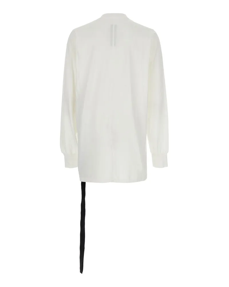 Rick Owens Men White Crewneck T-Shirt With Logo Print Cotton T-Shirts And Polos White