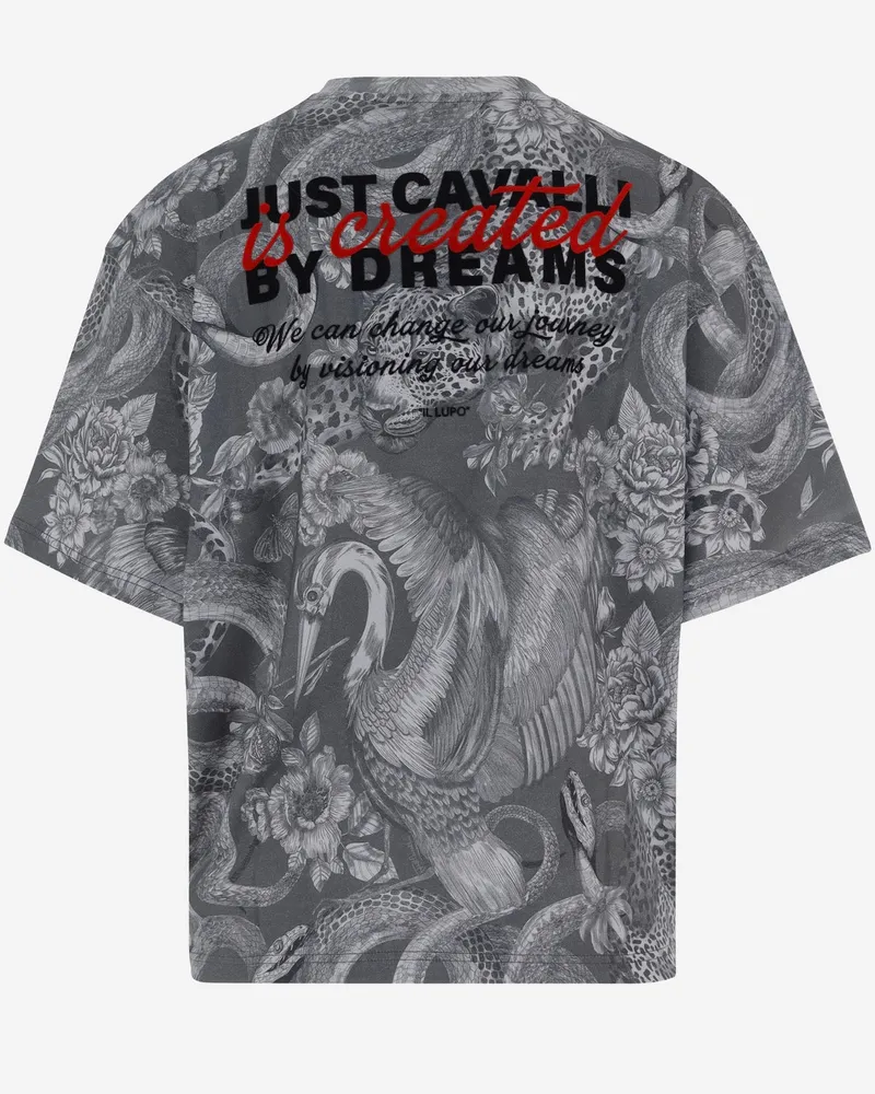 Just Cavalli Graphic Logo Print T-Shirt — Gray Gray