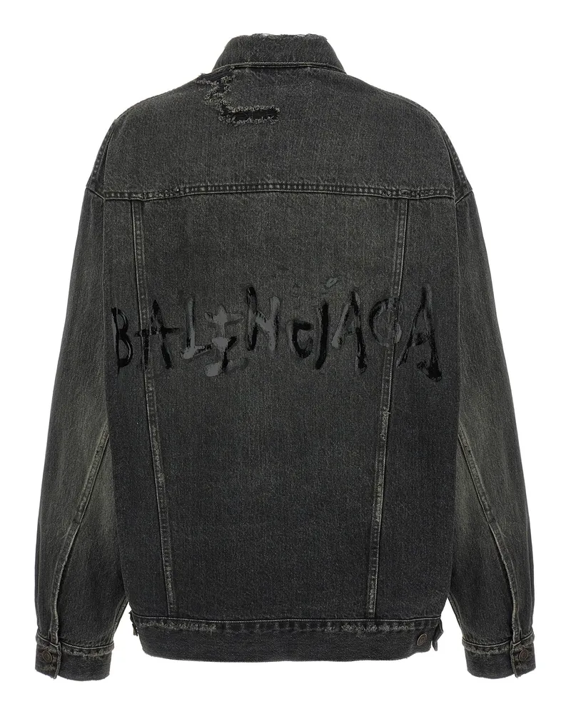 Balenciaga Women's Gray Cotton Denim Jacket Clothing Gray
