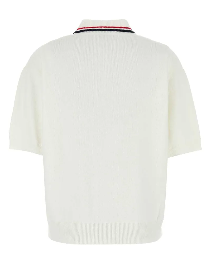 Miu Miu Women's White Stretch Terry Fabric Polo Shirt Bianco White