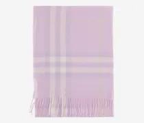 Check-Patterned Cashmere Scarf — Pink