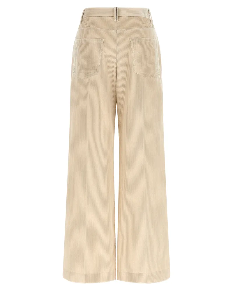 Brunello Cucinelli Women's Beige Cotton Casual Pants Beige