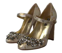 Jacquard Crystal Mary Jane Pump — Gold