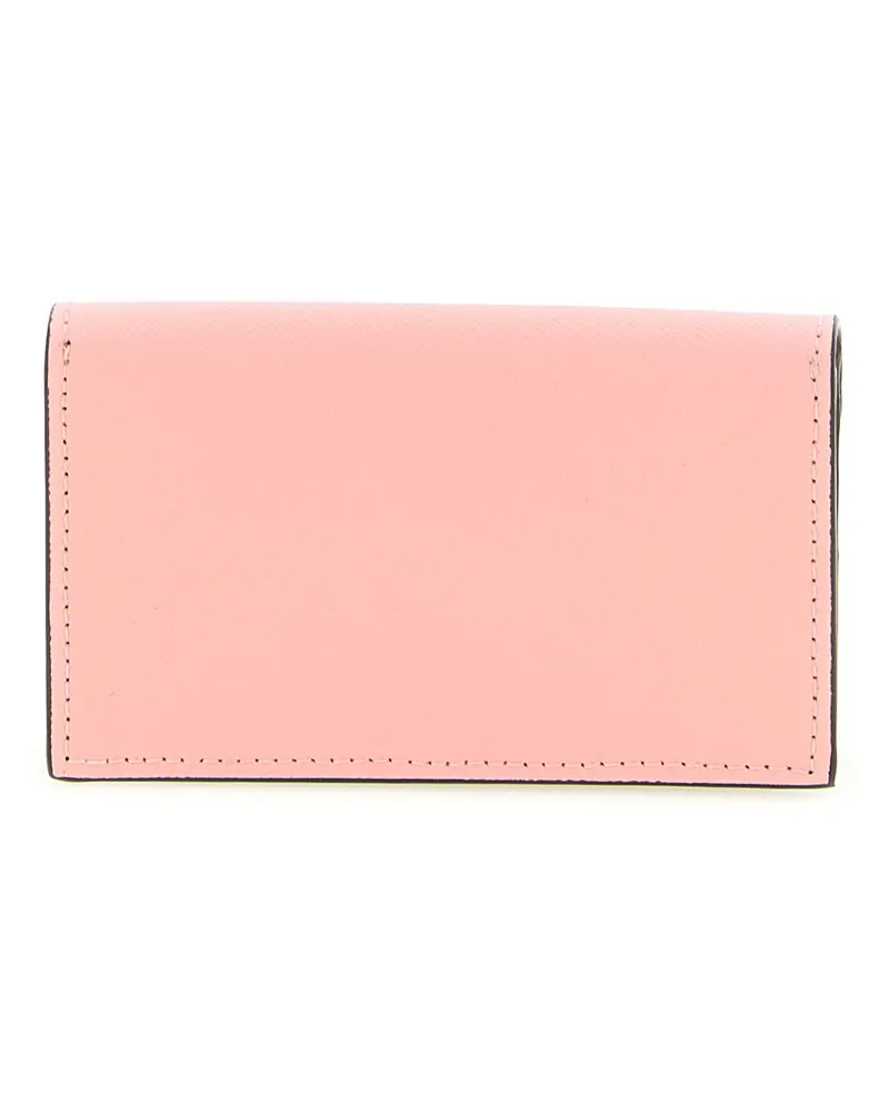 Marni Logo-Embossed Saffiano Leather Card Case — Pink Pink