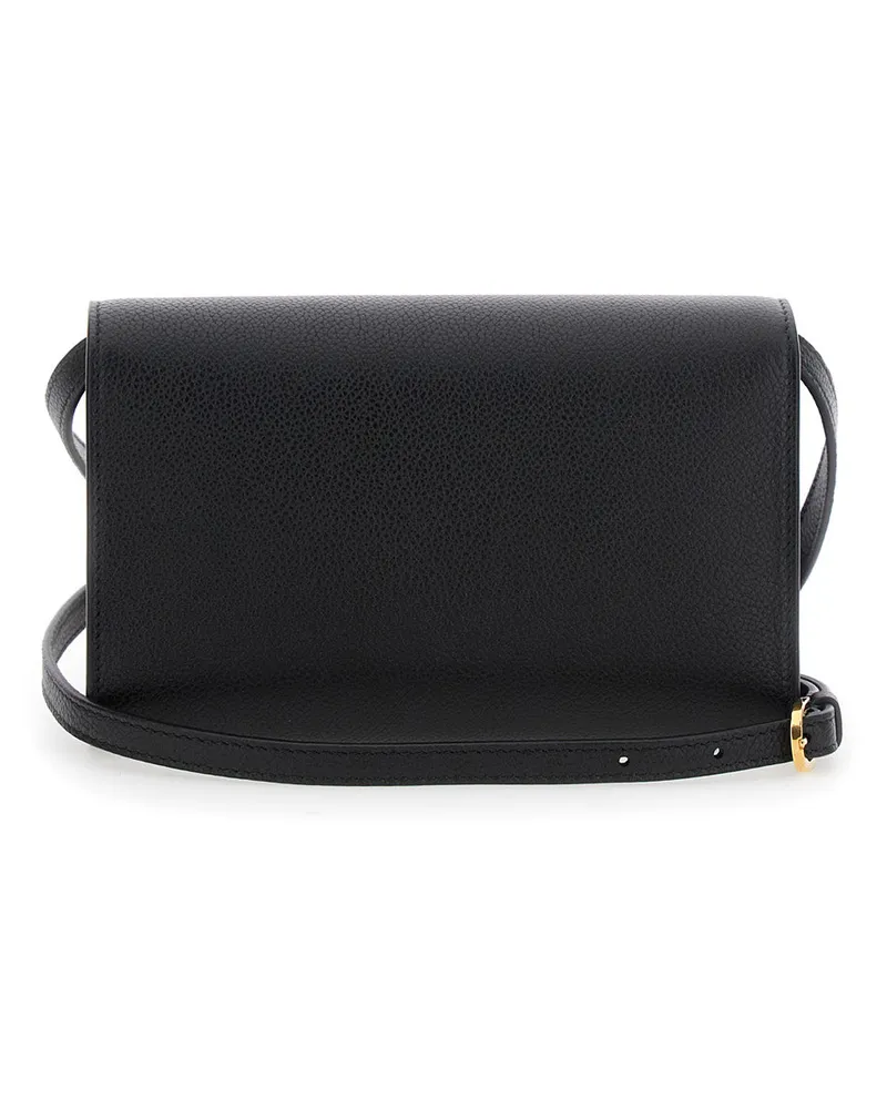 SAVETTE Women's Shoulder Bag Symmetry Grained Black Leather Calf Black
