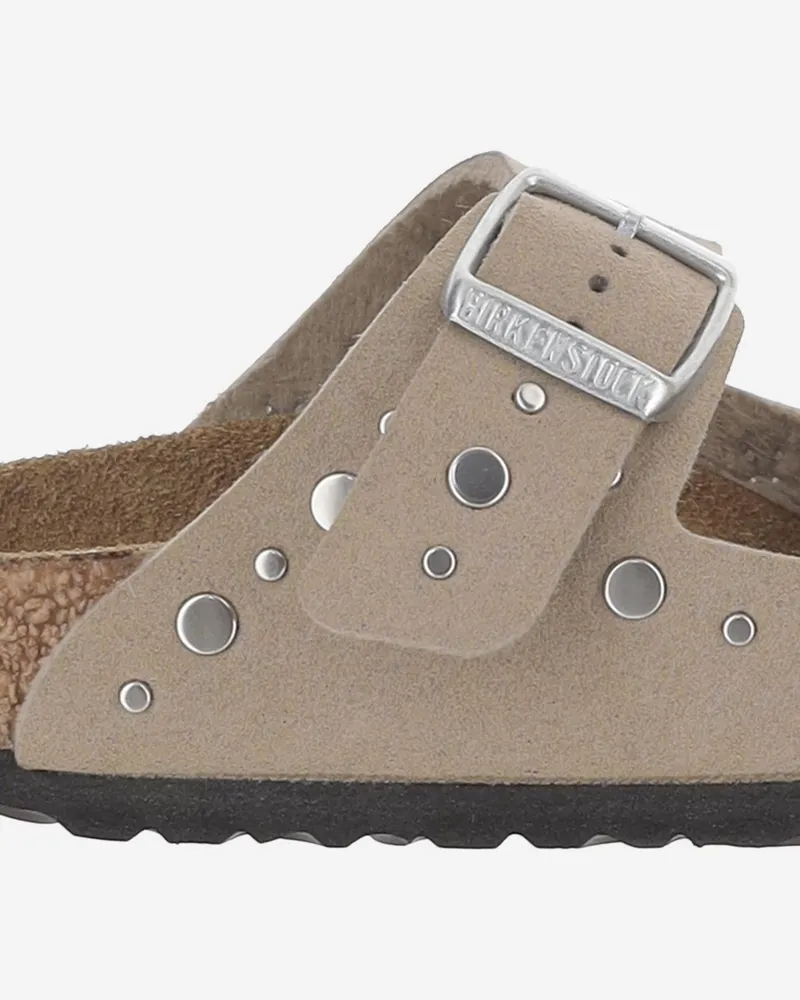 Birkenstock Girls' Sandals Arizona Rivet Suede Taupe Synthetic Slippers Flat Shoes Taupe