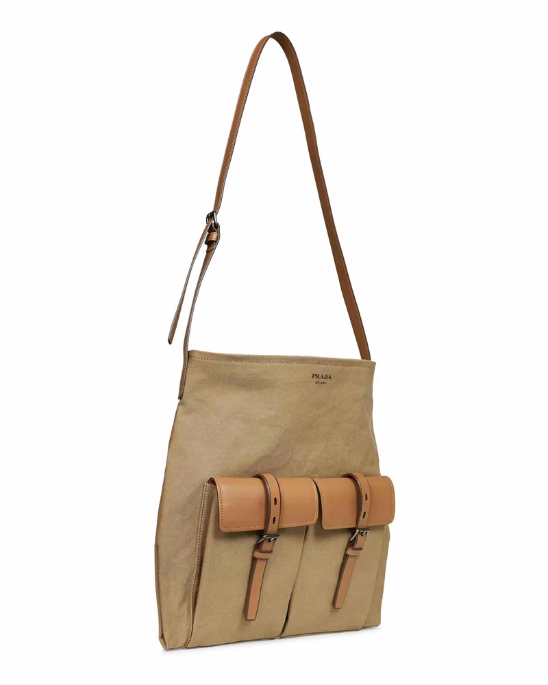 Prada Men's Crossbody Bag Route Khaki Polyamide Shoulder Beige