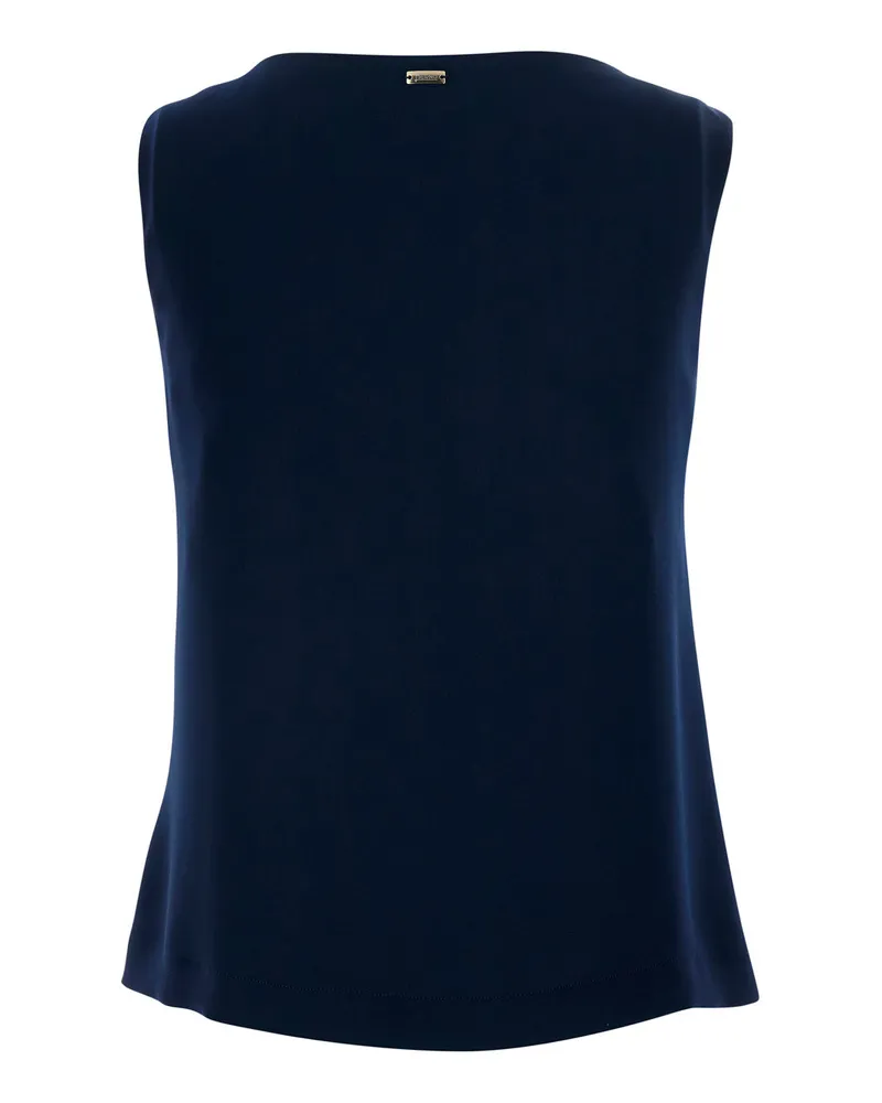 Herno Sleeveless V-Neck Polyester Tank Top — Navy Navy