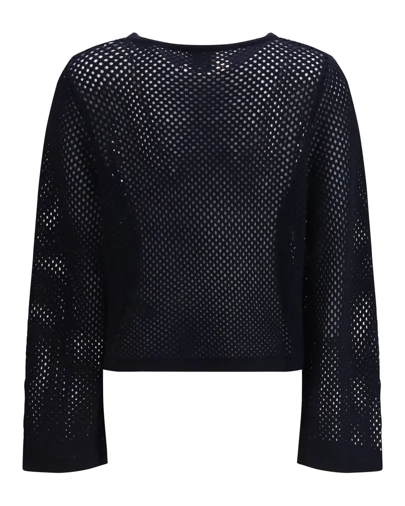 ALLUDE Women's Jumper Boatneck Blue Fleece Wool Sweater Blue