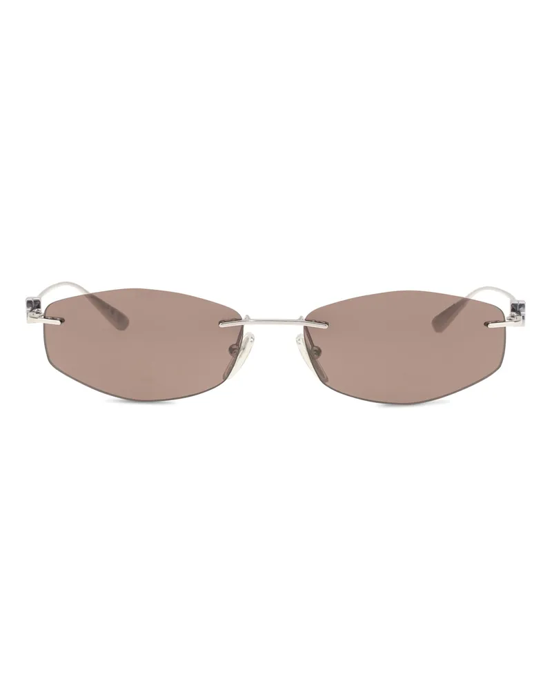 Balenciaga Men's Sunglasses Geometric Oval Light Ruthenium-Brown Metal Ruthenium/brown Ruthenium