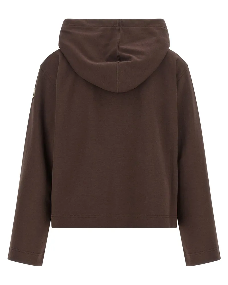 Moncler Cotton-Blend Double-Knit Hoodie — Brown Brown