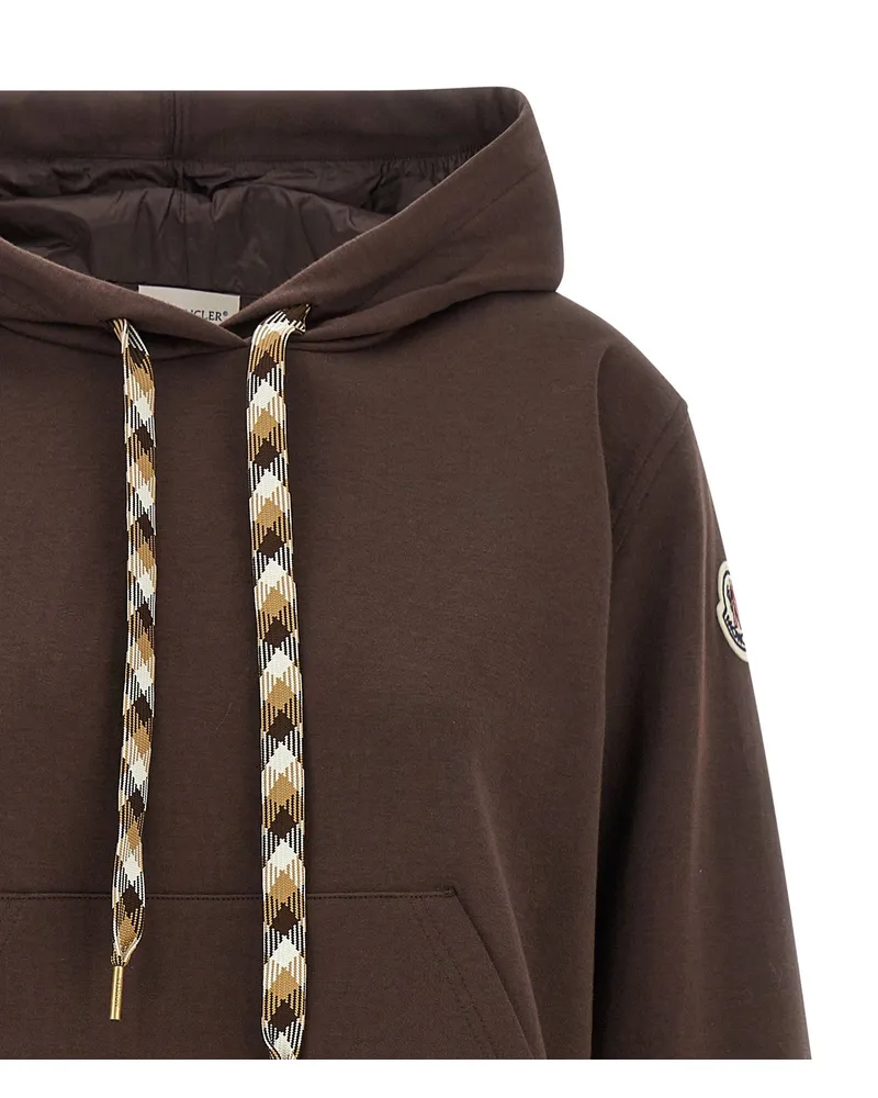 Moncler Cotton-Blend Double-Knit Hoodie — Brown Brown
