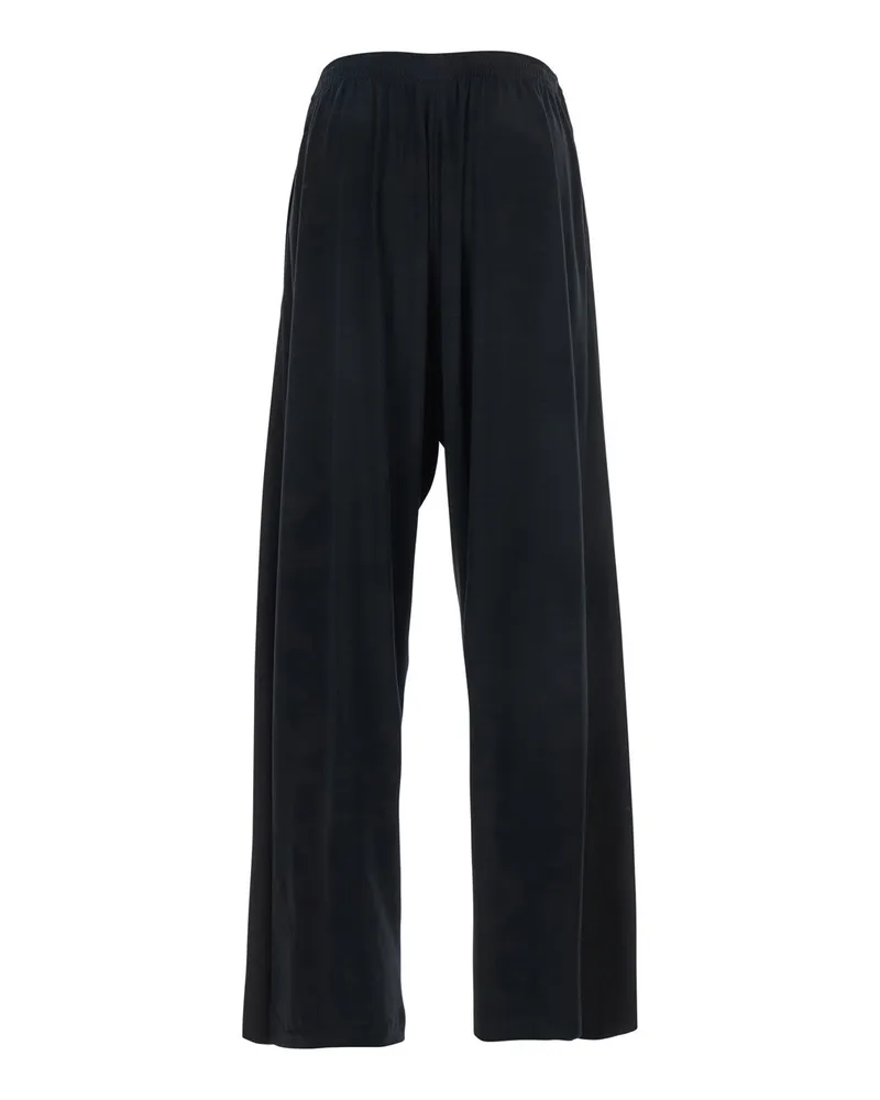 Balenciaga Men's Black Wool Pants With Elastic Waist Trousers Black