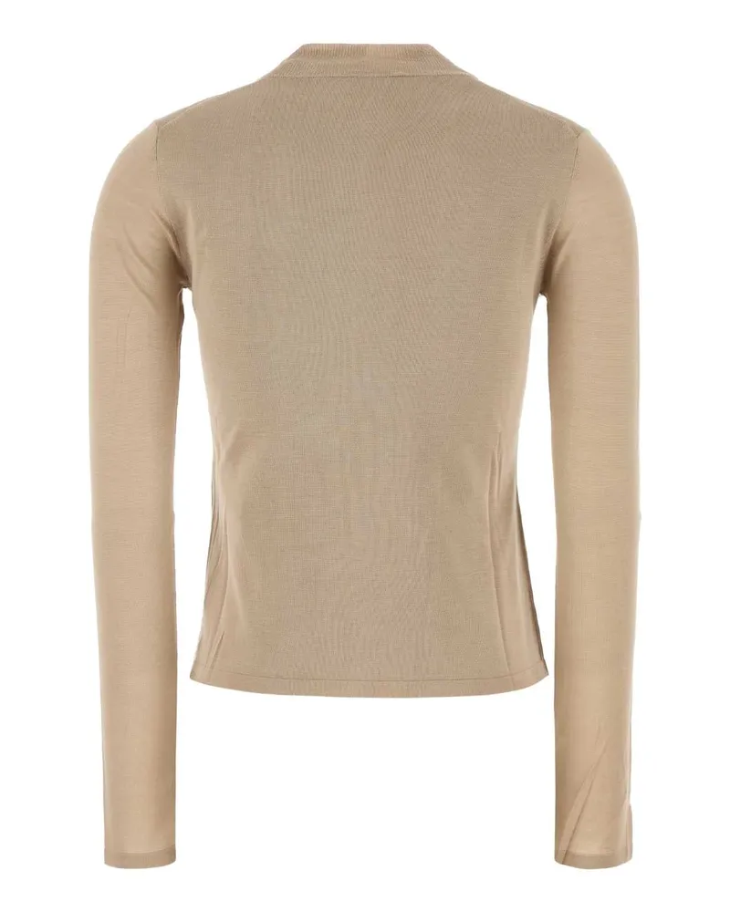 Max Mara Women's Cappuccino Silk Falesia Sweater Beige Exterior: Maglieria Beige