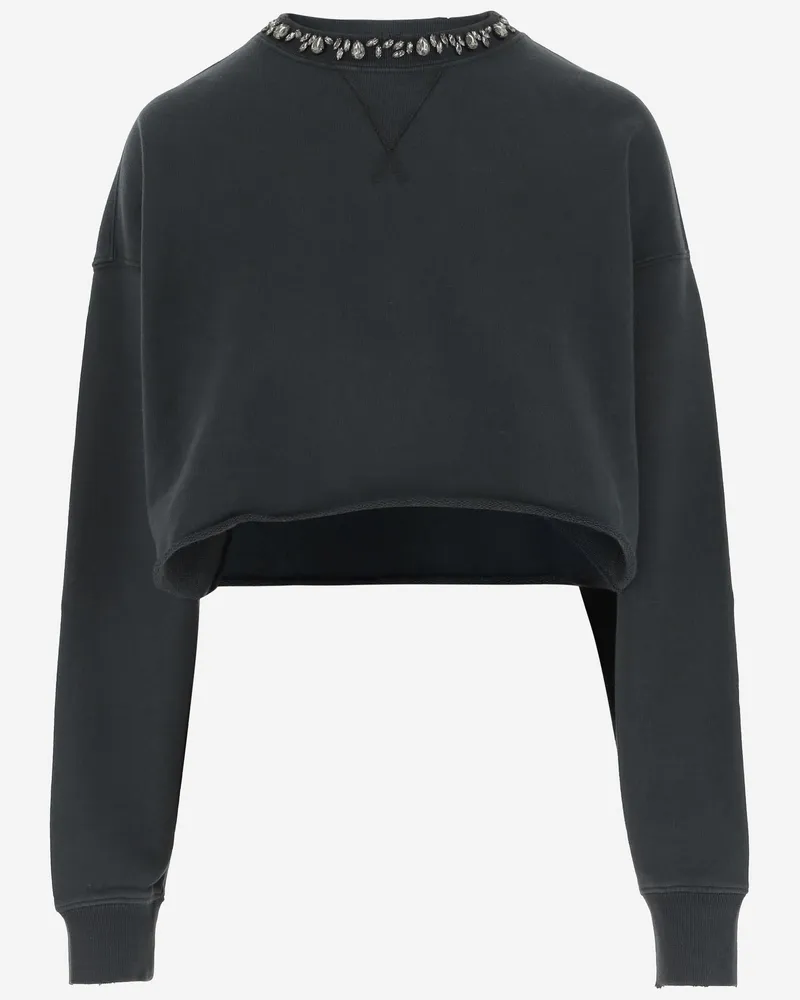Golden Goose Crystal-Embellished Cotton Sweatshirt — Gray Gray