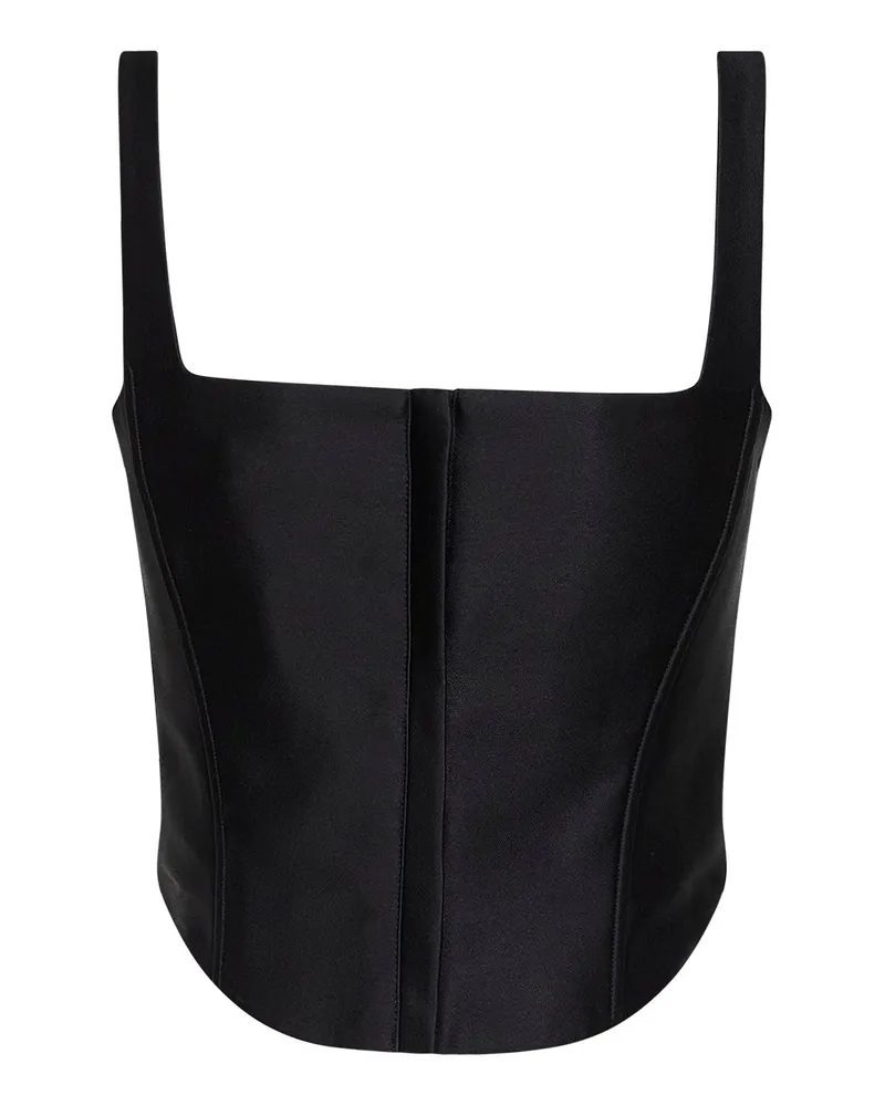 Self-Portrait Women's Corset Top Black Taffeta Polyester Tops Black