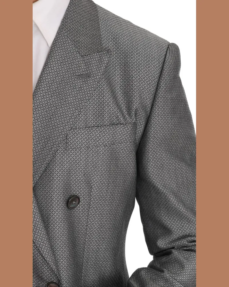 Dolce & Gabbana Men's Black Stretch Crystal Bee Slim Fit Suit Wool Black
