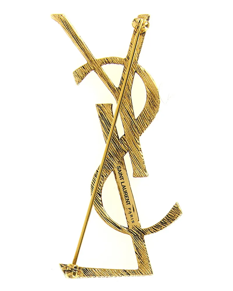 Saint Laurent Monogram Metal Earrings — Gold Gold