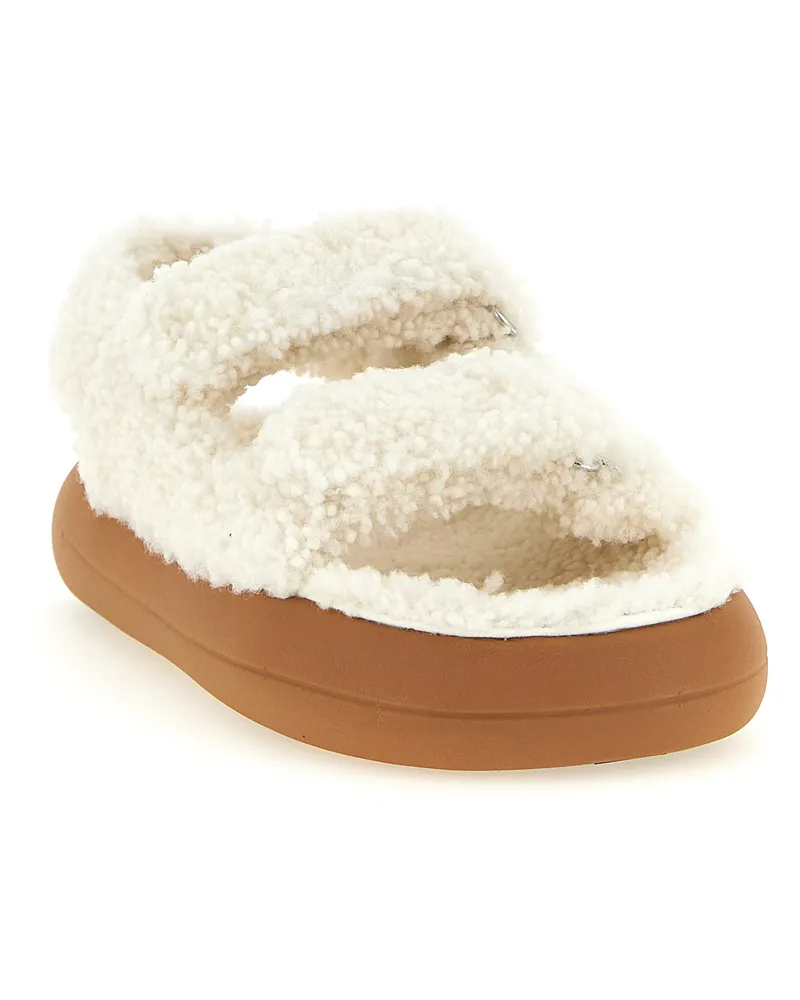 Moon Boot Shearling Sandals — White White