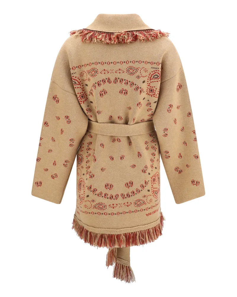 Alanui Women Icon Jacquard Cardigan With Belt Camel-Multi Kashmir-Capra Hircus Camel/multi Kashmir/capra Sweater 