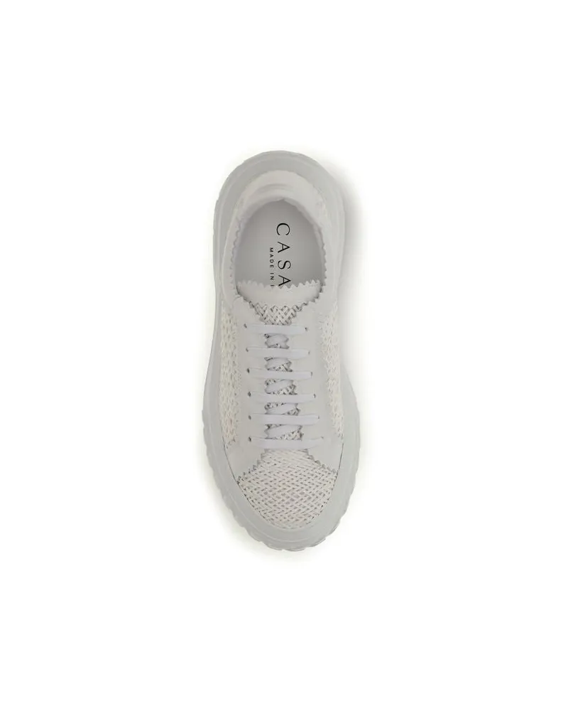 Casadei Women's White Calf Leather Bos Taurus Chunky Sneakers White