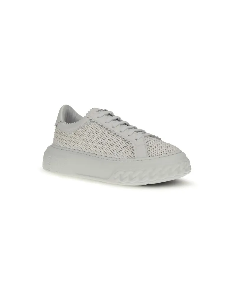 Casadei Women's White Calf Leather Bos Taurus Chunky Sneakers White