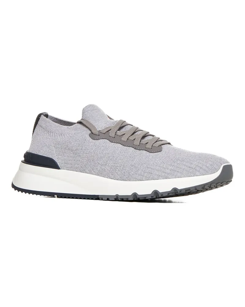 Brunello Cucinelli Men's Sneakers Grey Cotton Trainers Gray