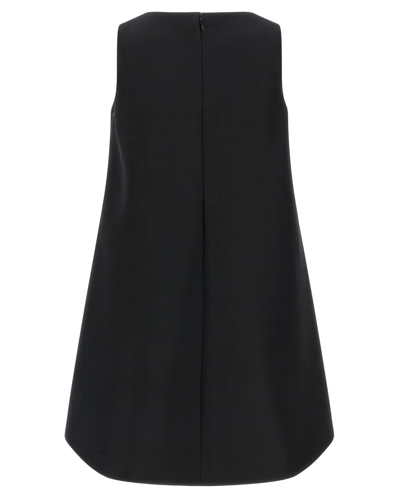 Balenciaga A-Line Wool-Silk Dress — Black Black