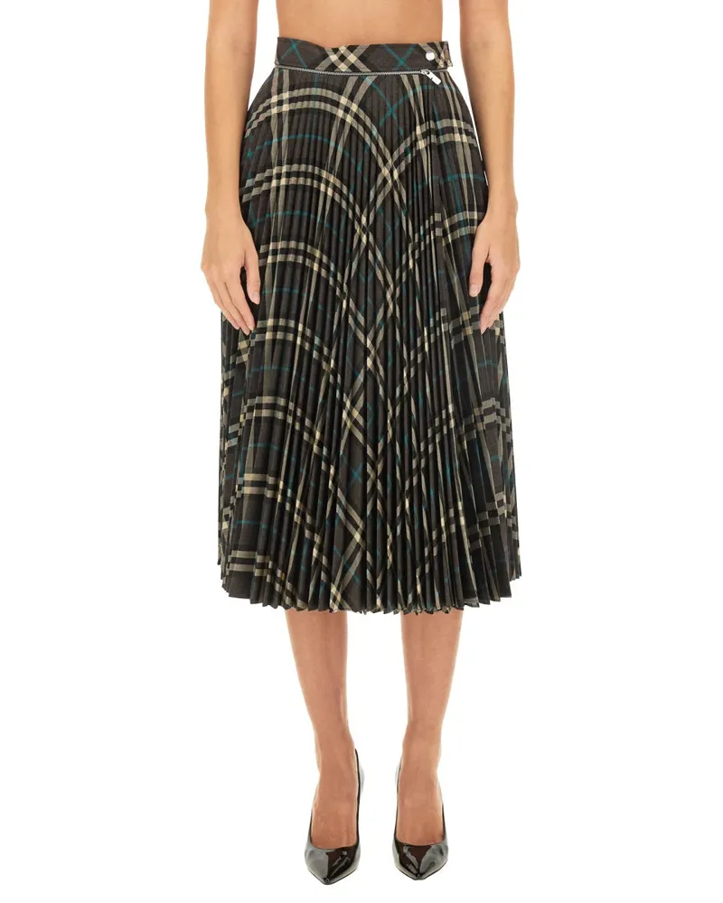 Burberry Wool Blend Tailored Skirt — Multicolor Multicolor